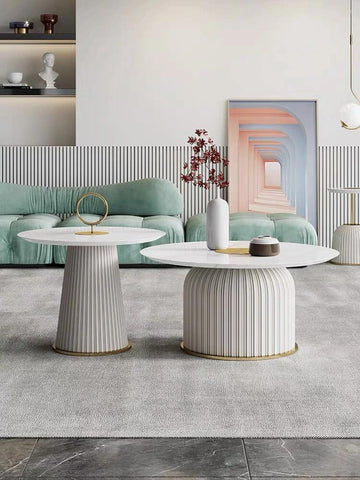 Elevate Your Living Space with High and Low Circular Sintered Stone Coffee Tables