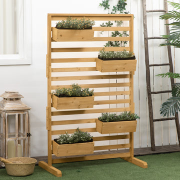 Outsunny Wooden Plant Trellis Stand with 5 Hanging Planter Boxes