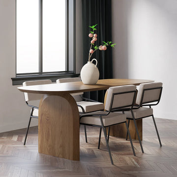 Solid Wood Top & Pedestals Dining Table