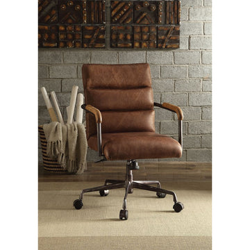 Retro Brown Top Grain Leather Office Chair