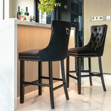 Contemporary Velvet Upholstered Barstools