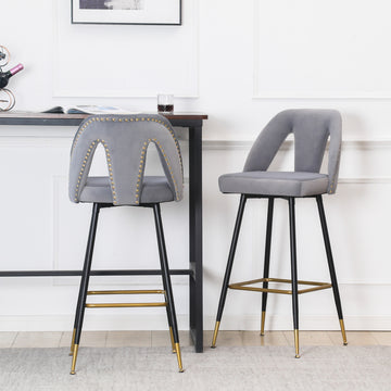 Contemporary Velvet Upholstered Connor Bar Stool