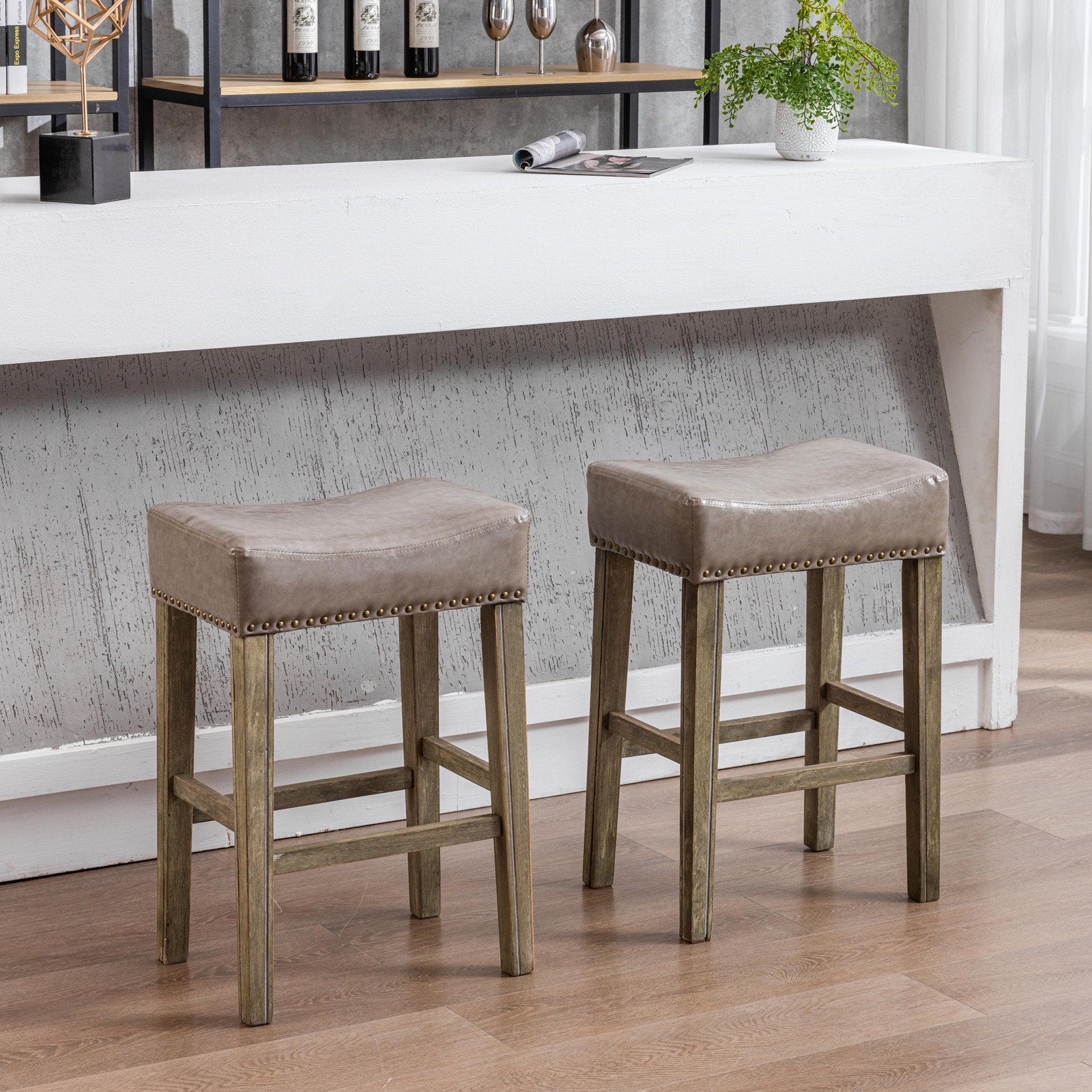 Backless Faux Leather Stools