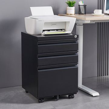 Pre-Assembled Metal File Cabinet Except Wheels Under Desk