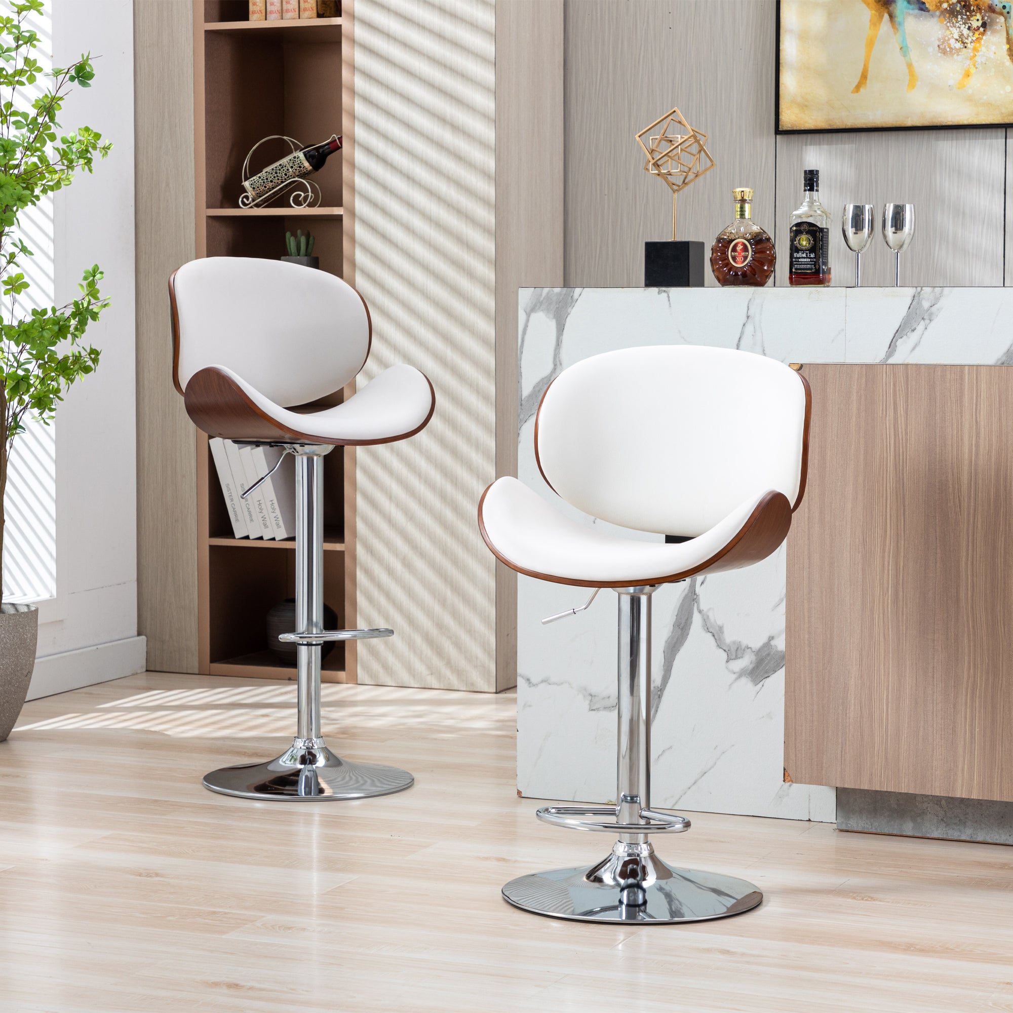 white PU Leather Barstools