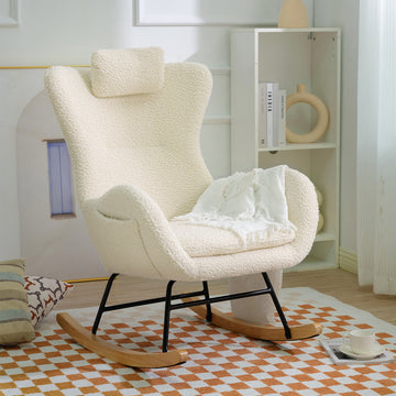 Teddy Upholstered Rocker Glider Chair with High Backrest