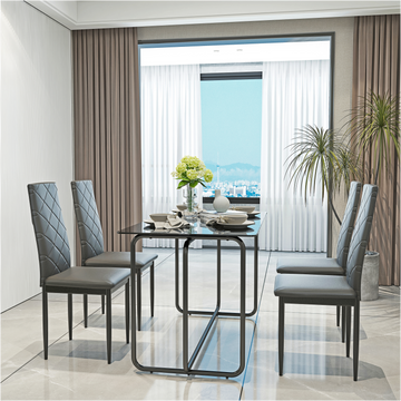 5-piece Rectangle Dining Table Set with Metal Frame