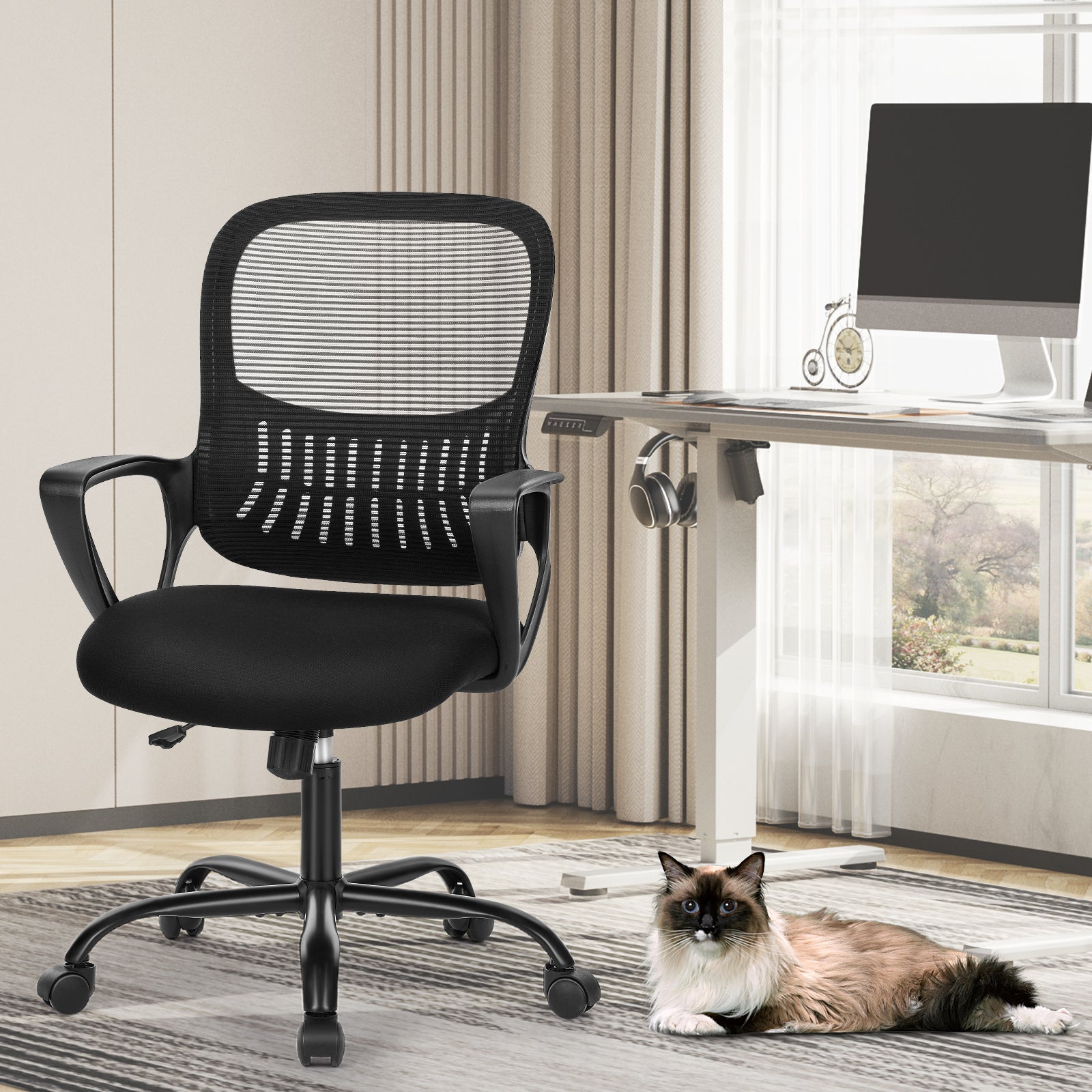 Mesh Chair With Fixed Armrest