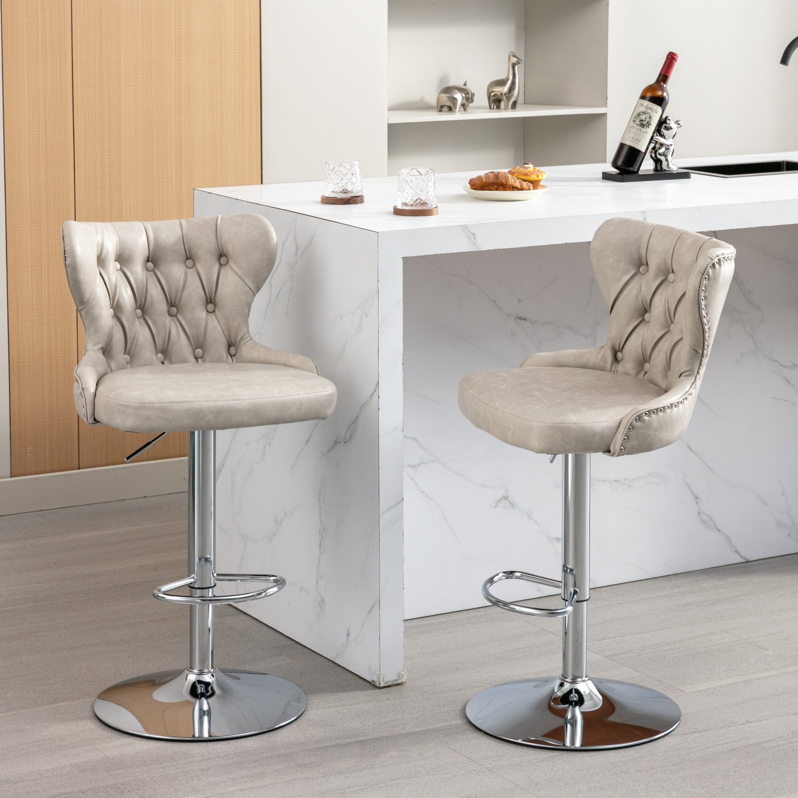 Swivel PU Barstools Adjusatble Seat