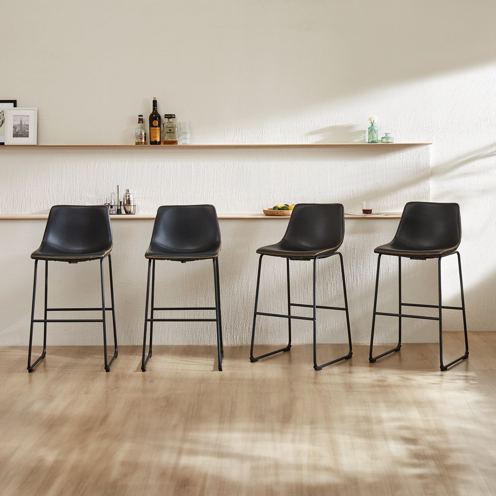 30 inch Leather Counter Height Bar Stools