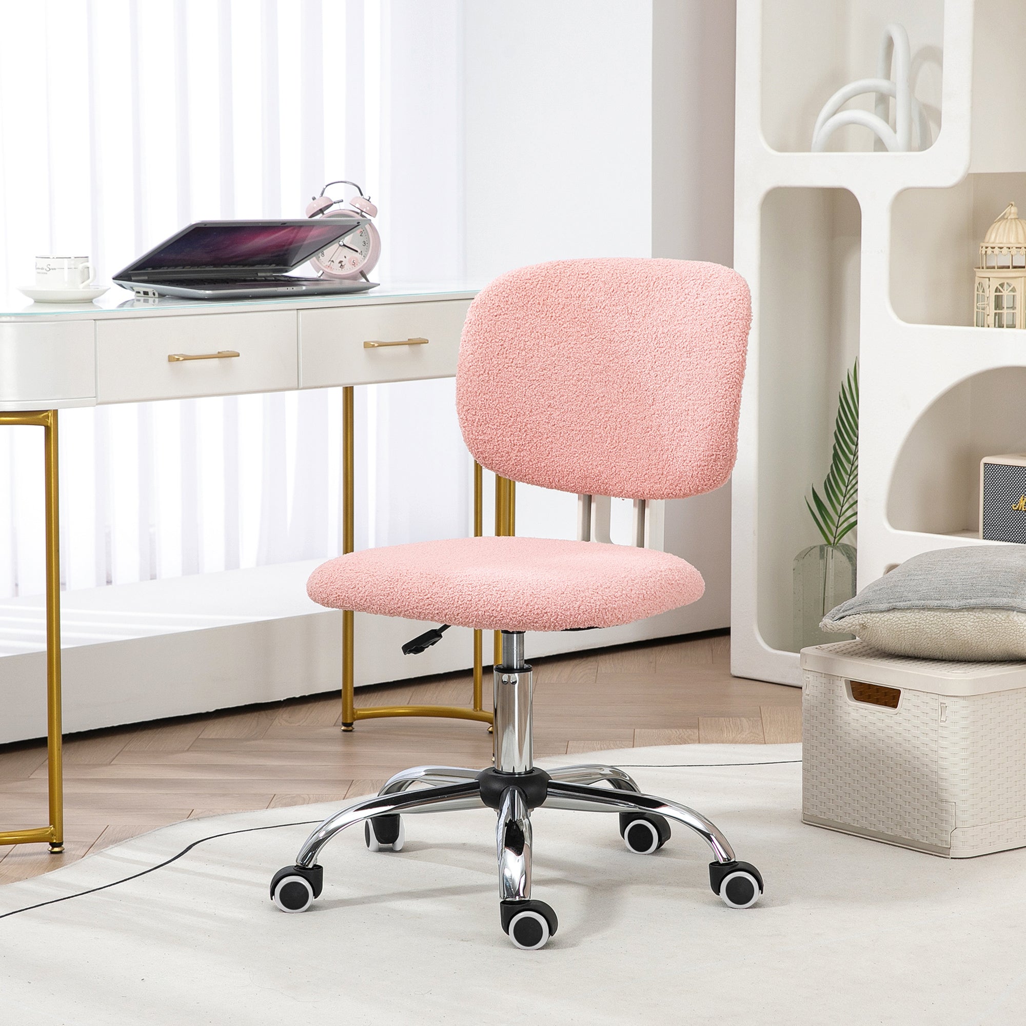 Teddy Fleece Fabric Computer Desk Chair