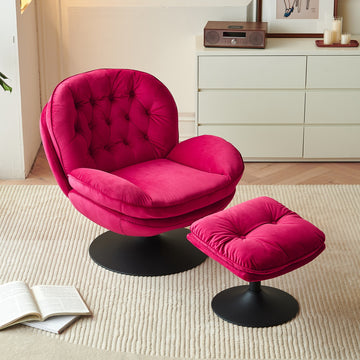 Velvet Lounge Chair With Ottoman