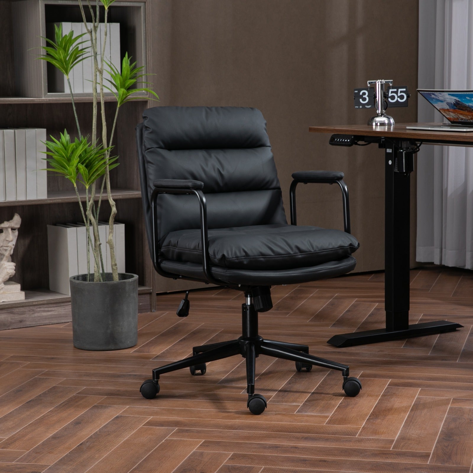 Computer Roling Chair Ergonomic PU Leather Computer Rolling Swivel Chair