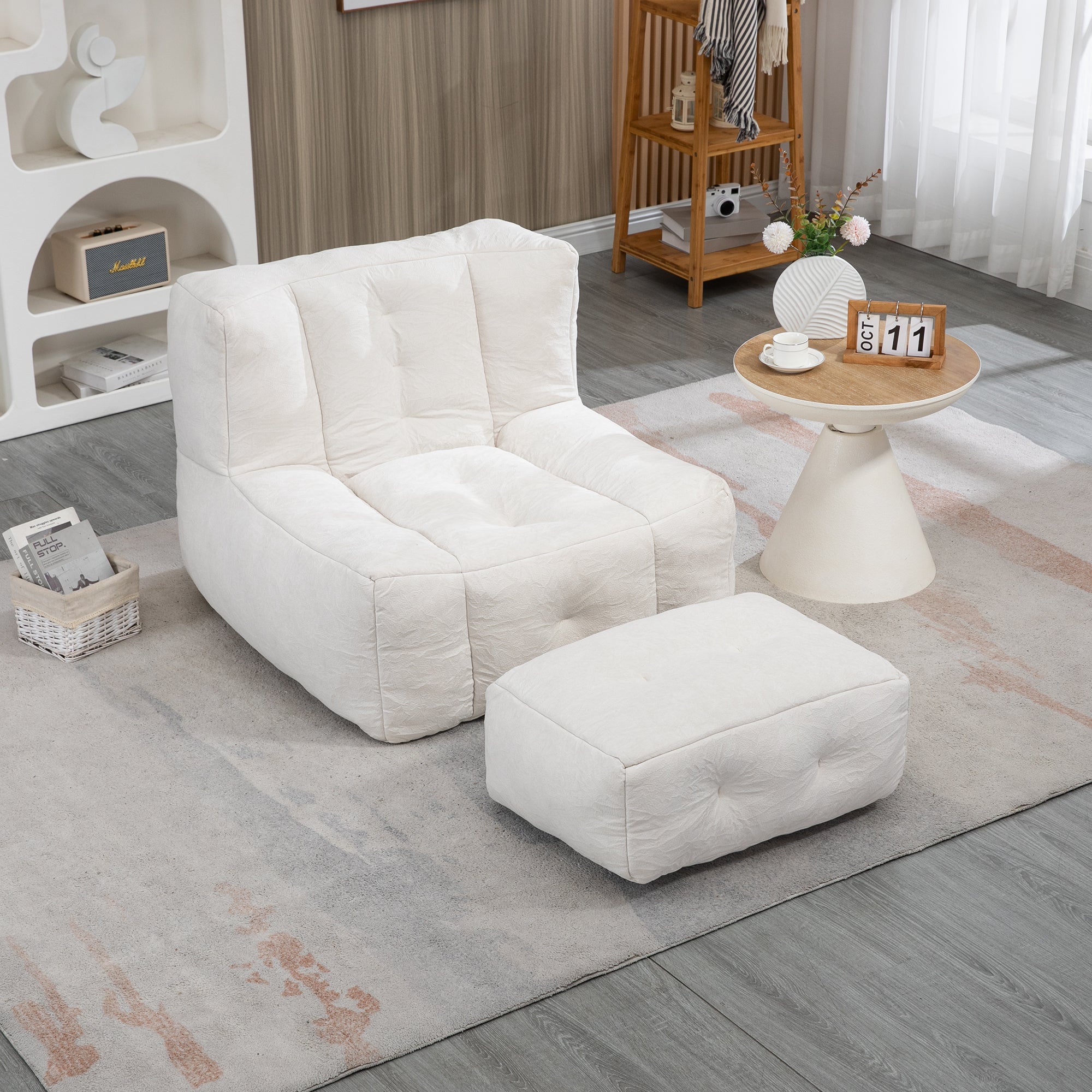 Super Soft Lazy Sofa Chair With Memory Foam And Ottoman