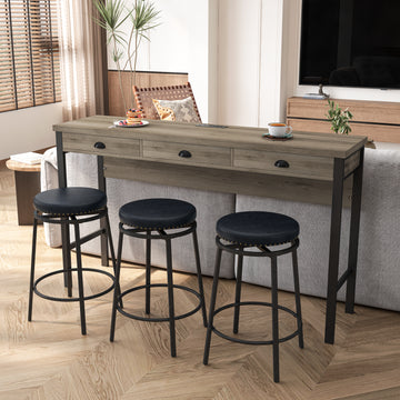 Bar Kitchen Table Set With Circular PU Stools