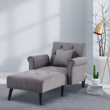 2-In-1 Chaise Lounge Indoor with Rolled Armrest