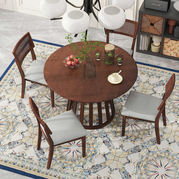 5-Piece Retro Dining Set with 1 Round Dining Table