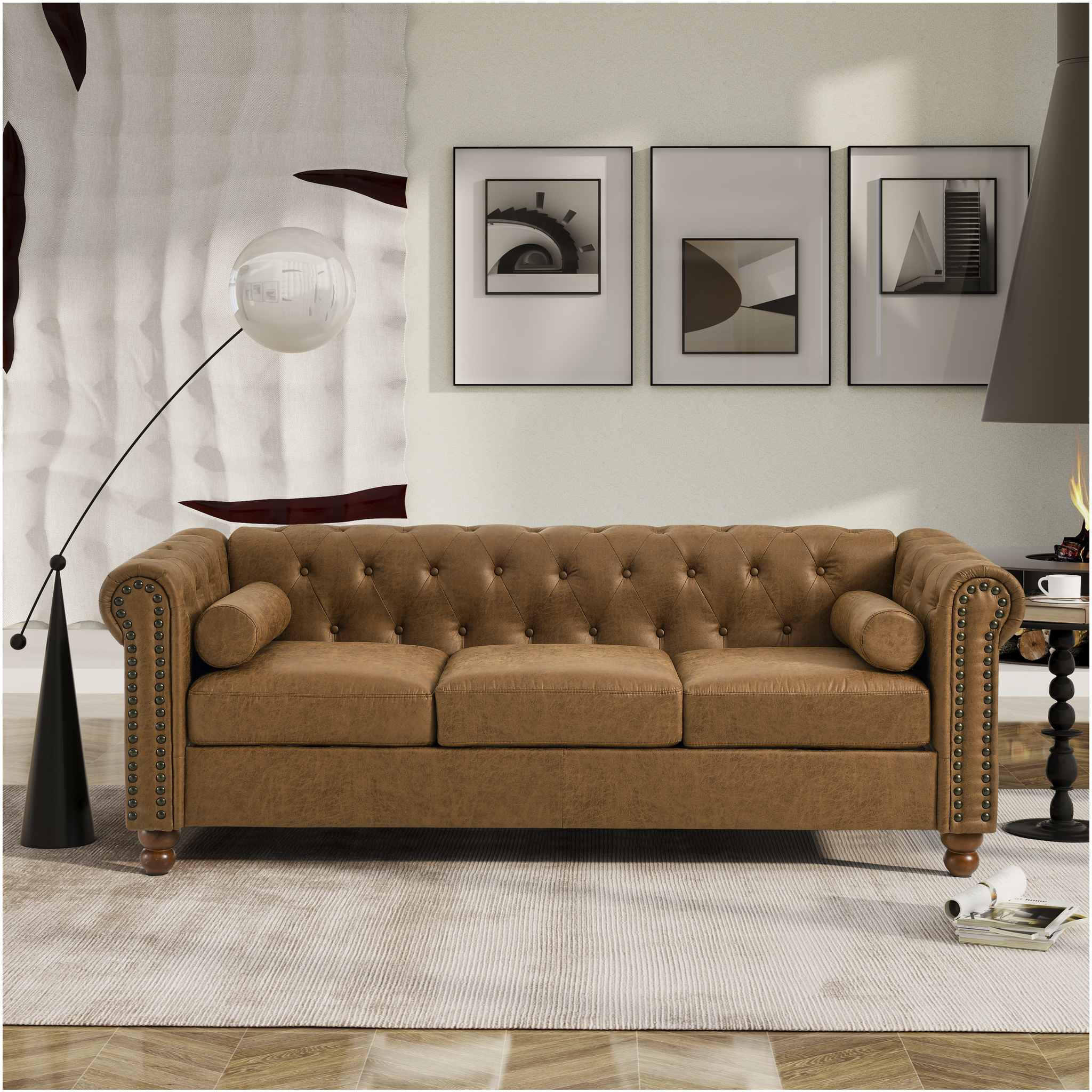 Tufted Fabric Sofa Couch