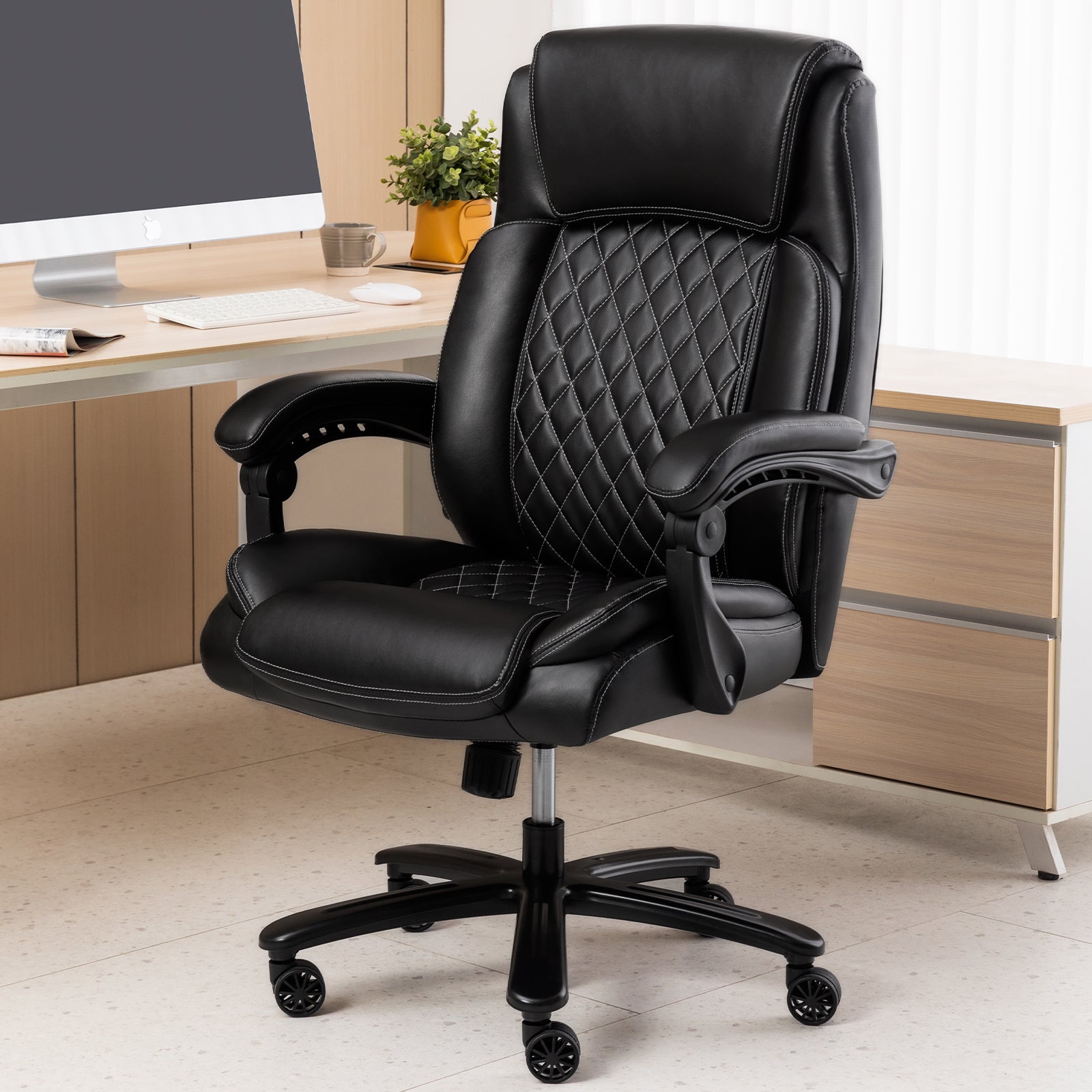 Wide Seat Bonded Leather Office Chair