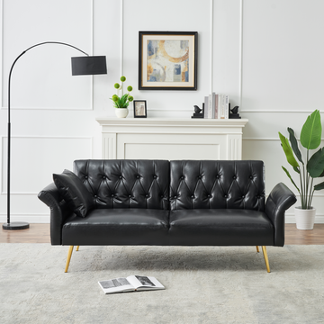 Faux Leather Sofa Bed With Adjustment Armres