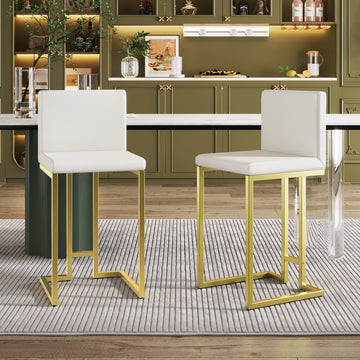 Mid-Century Modern Gold Counter Height Bar Stools with Back