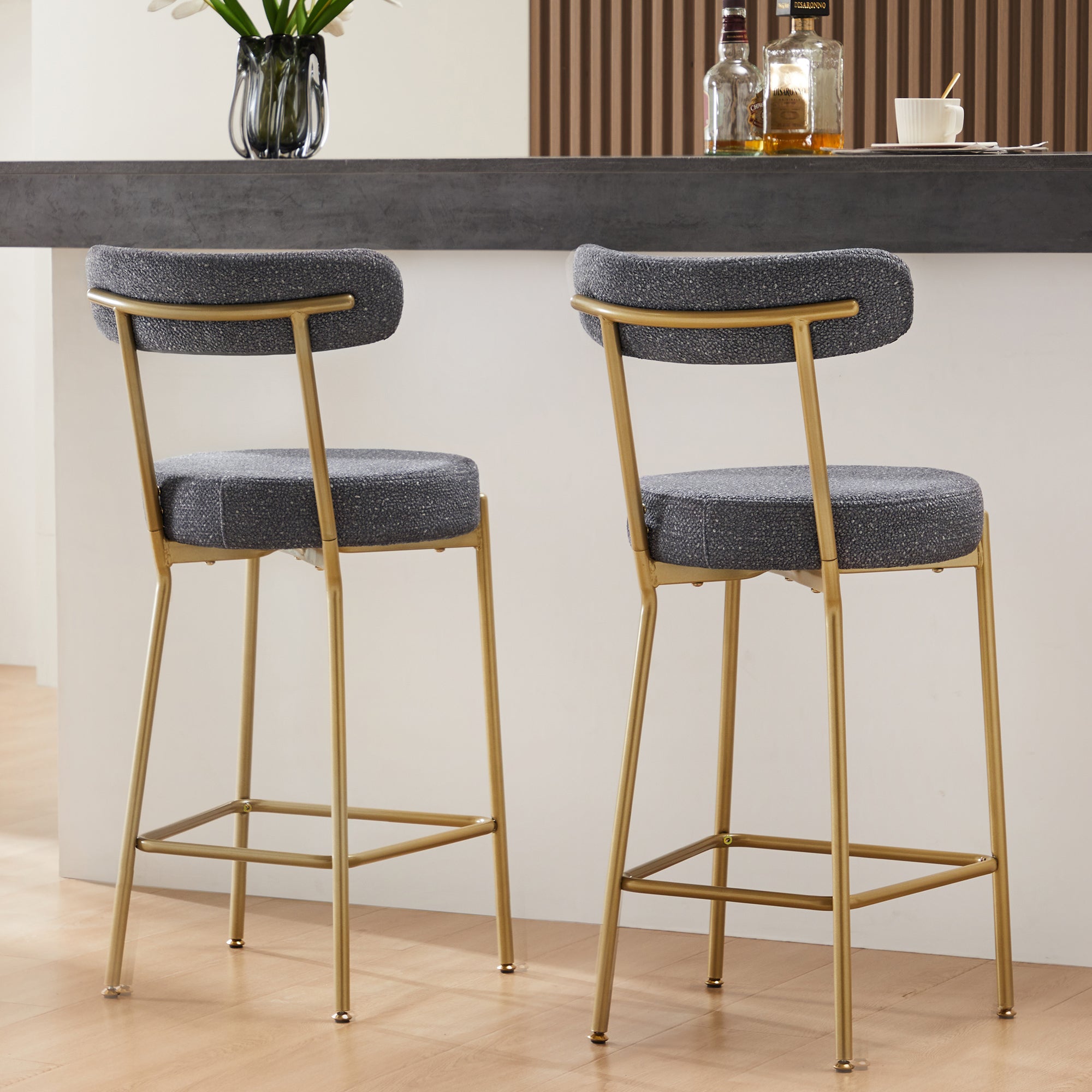 Modern Gold Bar Stools Set of 2 Counter Height Bar Stools