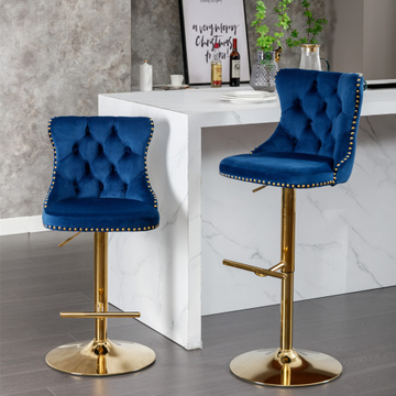 Golden Swivel Velvet Barstools