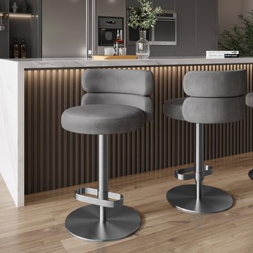 Modern Swivel Adjustable Height Kitchen Counter Bar Stools with Footrest for Living Room Dining Room