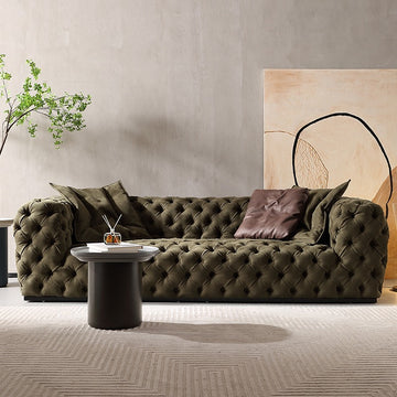 American-style Hotel Reception Leather Button Tufted Couch