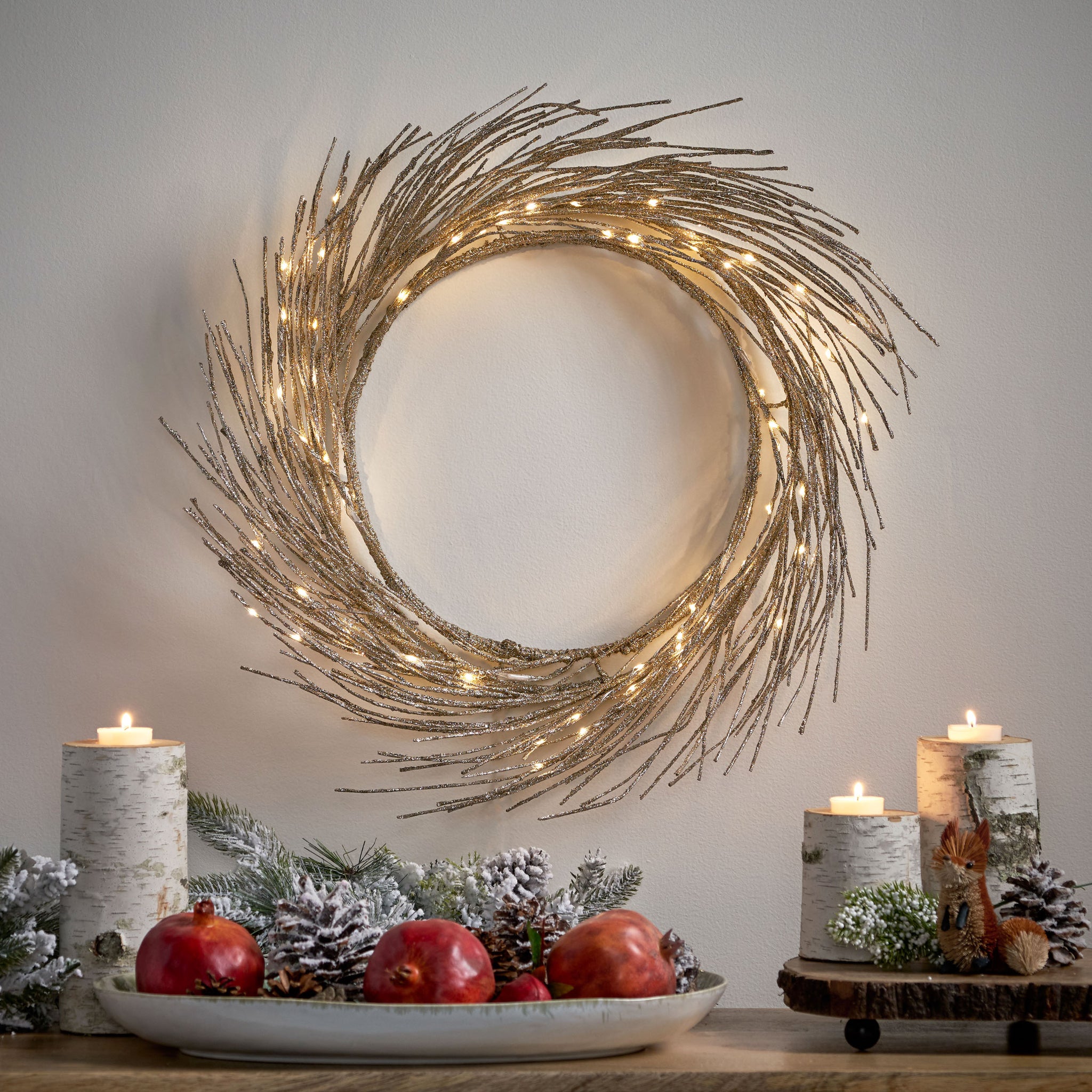 24" PAPER WREATH WITH LED LIGHTS