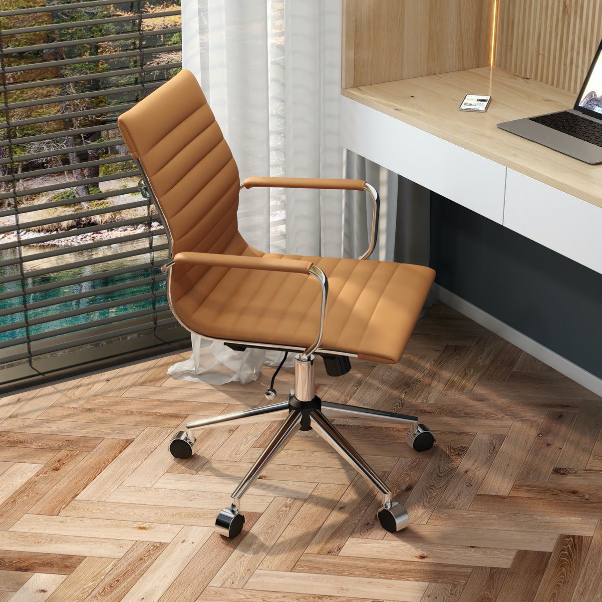 Wide Seat Computer Desk Chair with Lumbar Support 320lbs for Home Offi