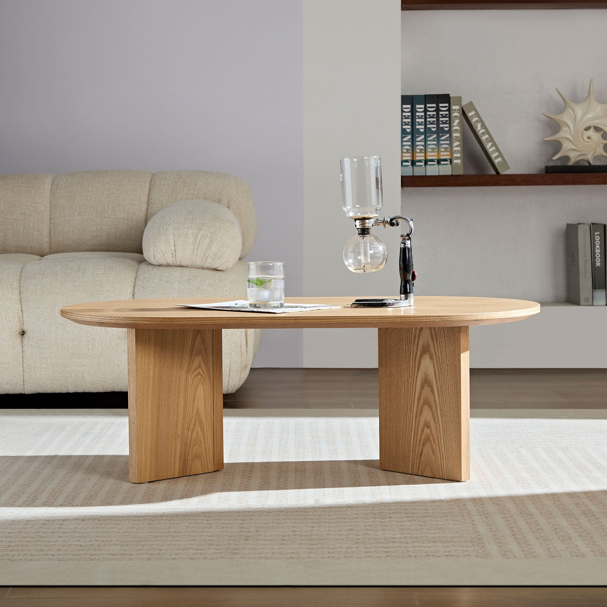 Small Coffee Table with Sturdy Pedestal for Apartment