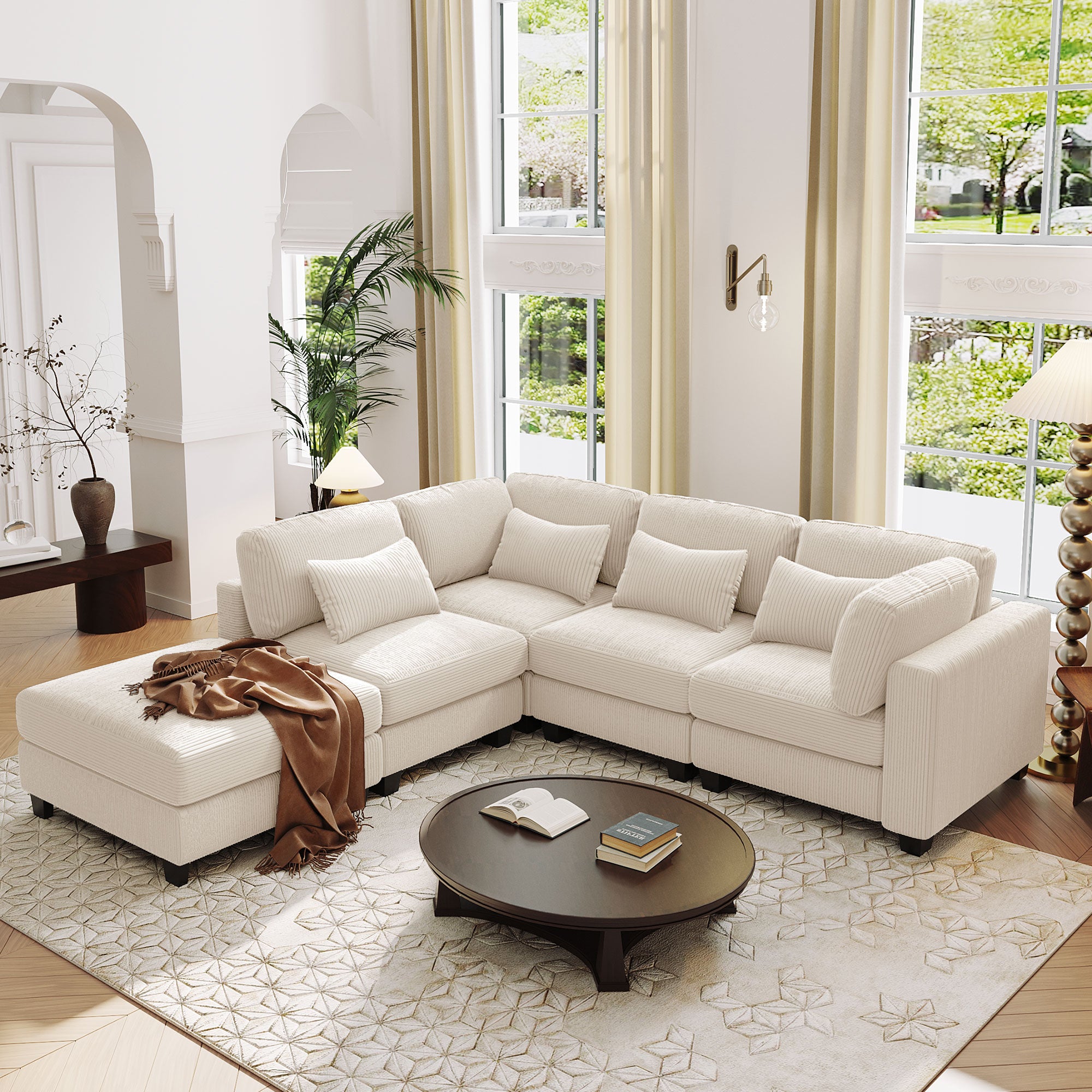 U_STYLE 5 Pieces L Shaped Sofa