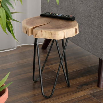 12" Acacia Wood End Side Table