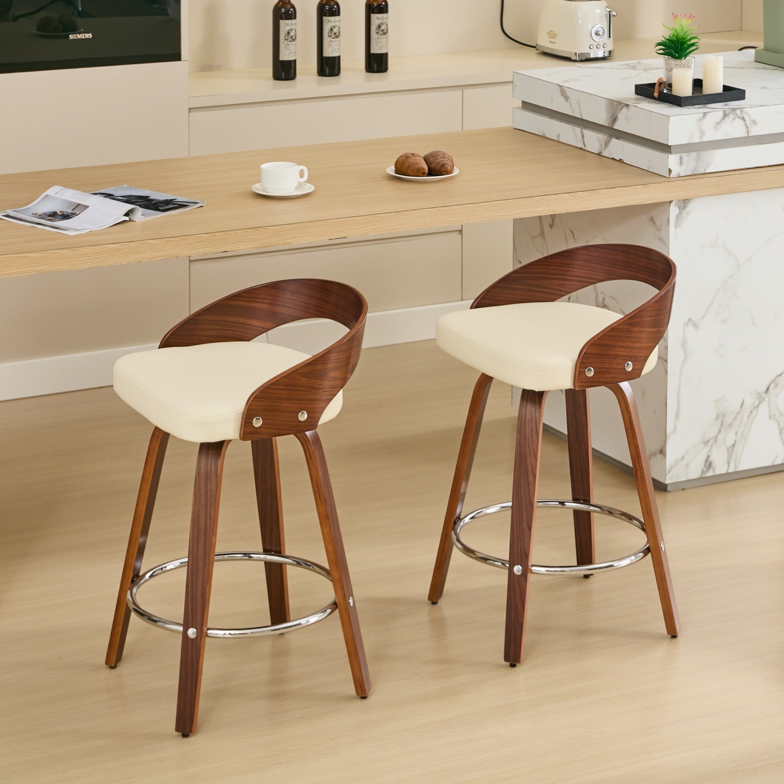 Swivel Bar Height Stools with Low Back