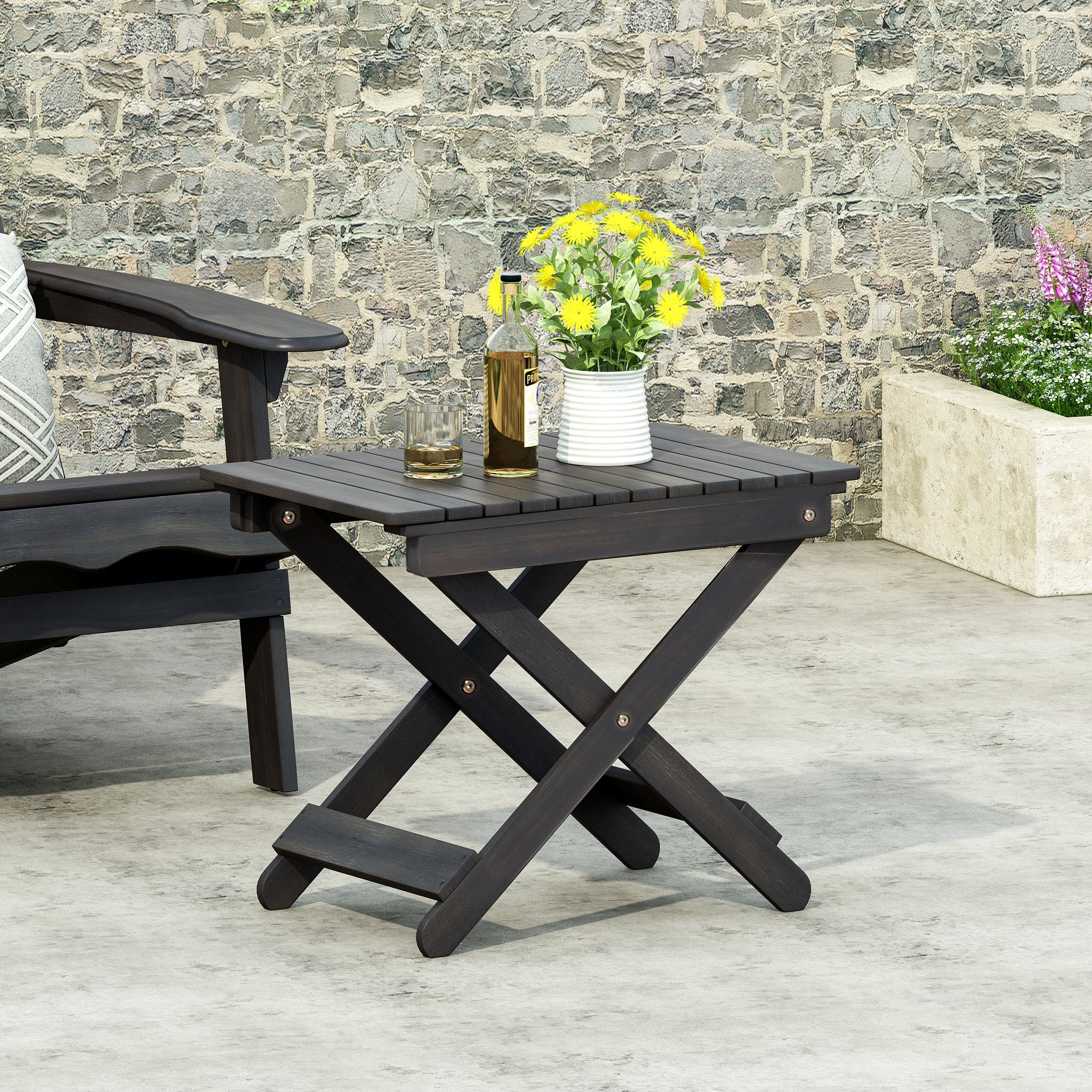 Outdoor Folding Wooden Side Table