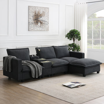 Modern Sectional Cloud Sofa with Console