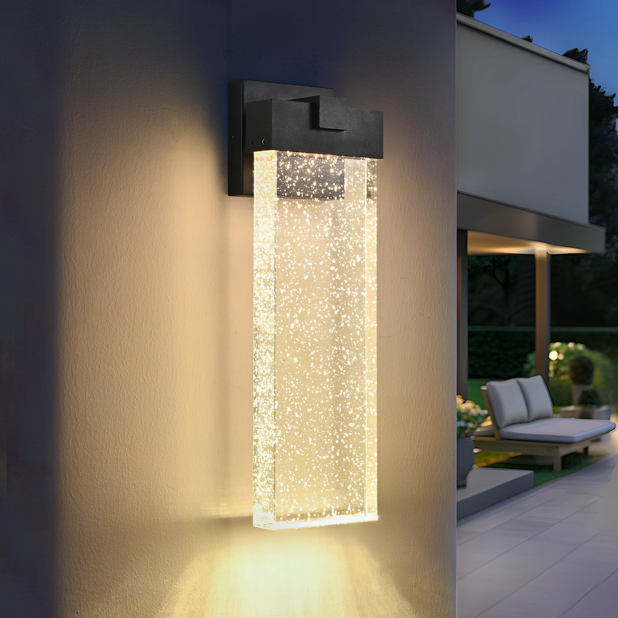 Weatherproof LED Wall Sconce with Bubble Crystal