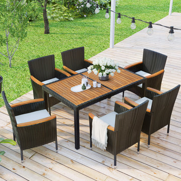 Garden PE Rattan Wicker Dining Table and Chairs Set